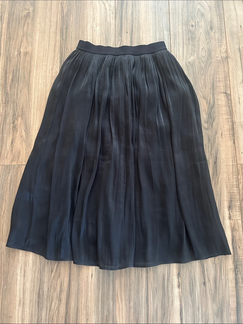 a new day Black Pleated A-Line Midi Skirt